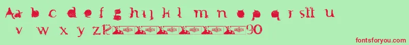 FtfMintheeIndonesiana3th Font – Red Fonts on Green Background