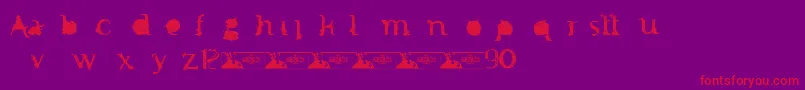 Fonte FtfMintheeIndonesiana3th – fontes vermelhas em um fundo violeta
