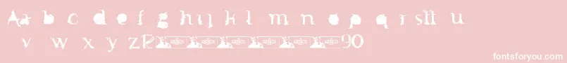 FtfMintheeIndonesiana3th-fontti – valkoiset fontit vaaleanpunaisella taustalla