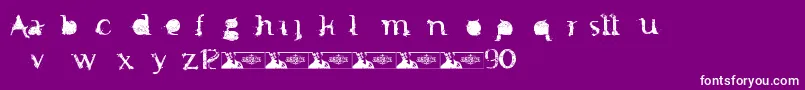 FtfMintheeIndonesiana3th-fontti – valkoiset fontit violetilla taustalla
