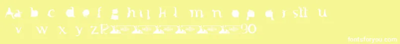 FtfMintheeIndonesiana3th-fontti – valkoiset fontit keltaisella taustalla