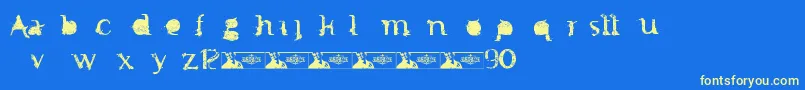 フォントFtfMintheeIndonesiana3th – 黄色の文字、青い背景