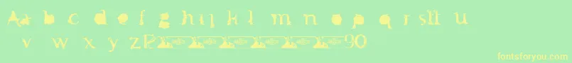 FtfMintheeIndonesiana3th-fontti – keltaiset fontit vihreällä taustalla