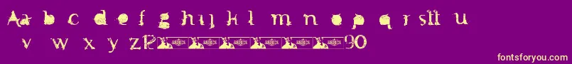 フォントFtfMintheeIndonesiana3th – 紫の背景に黄色のフォント