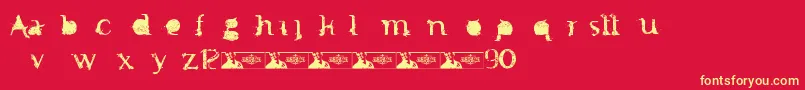 FtfMintheeIndonesiana3th-Schriftart – Gelbe Schriften auf rotem Hintergrund