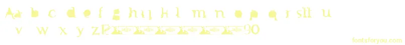 フォントFtfMintheeIndonesiana3th – 白い背景に黄色の文字