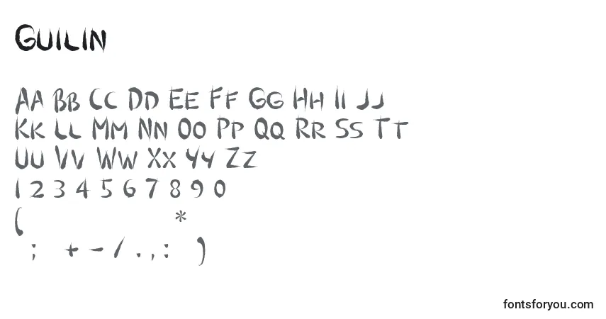 Schriftart Guilin – Alphabet, Zahlen, spezielle Symbole