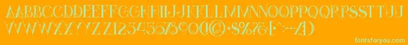 Starblackinline-fontti – vihreät fontit oranssilla taustalla