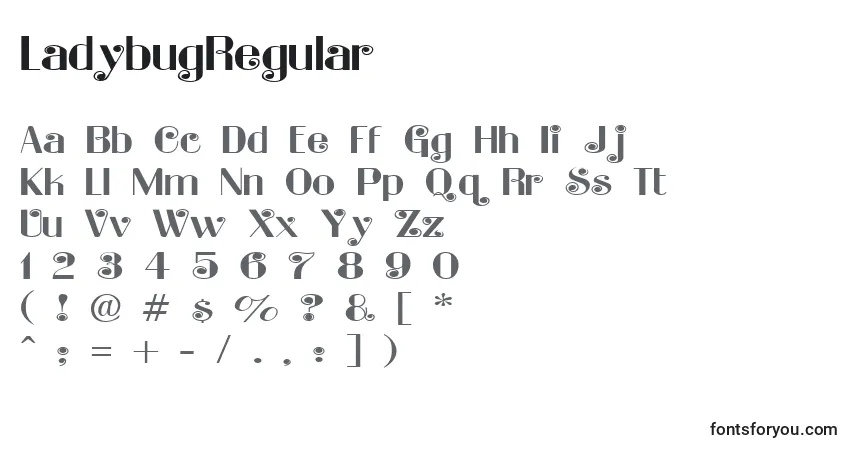 Шрифт LadybugRegular – алфавит, цифры, специальные символы