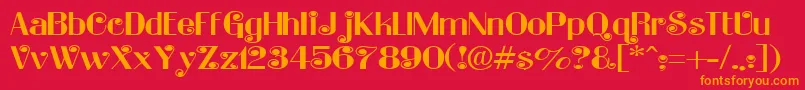 フォントLadybugRegular – 赤い背景にオレンジの文字