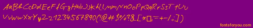 NicolasRoseScript Font – Orange Fonts on Purple Background