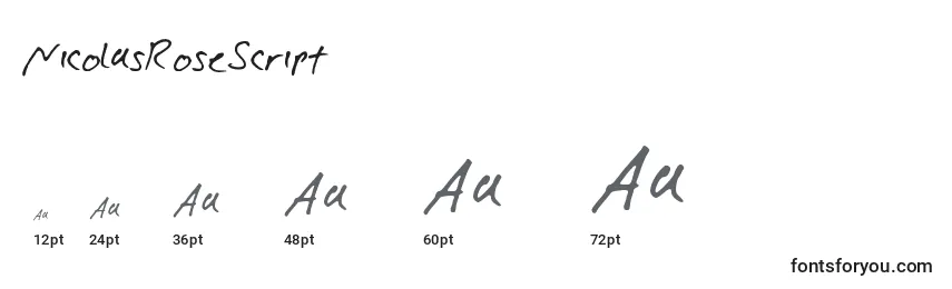 NicolasRoseScript Font Sizes