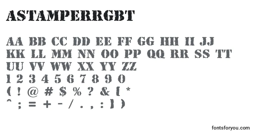 A fonte AStamperrgbt – alfabeto, números, caracteres especiais