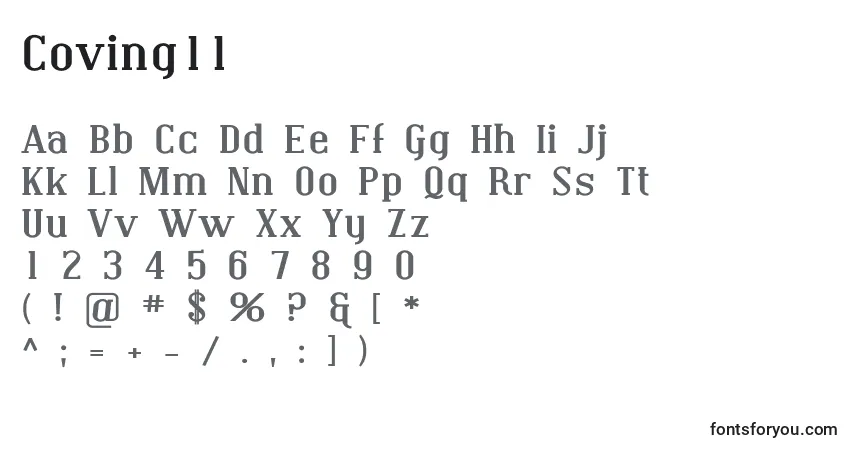 A fonte Coving11 – alfabeto, números, caracteres especiais