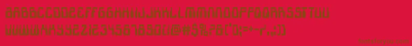 1968odysseycond-Schriftart – Braune Schriften auf rotem Hintergrund
