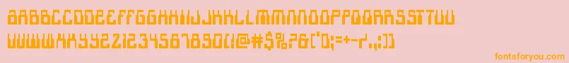 1968odysseycond-Schriftart – Orangefarbene Schriften auf rosa Hintergrund