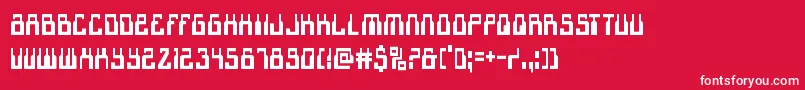 1968odysseycond-Schriftart – Weiße Schriften auf rotem Hintergrund