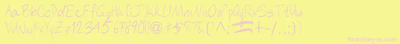AberaRegularTtnorm-Schriftart – Rosa Schriften auf gelbem Hintergrund