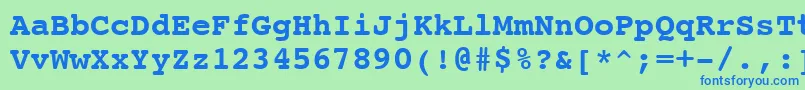 Czcionka CourierBoldSwa – niebieskie czcionki na zielonym tle