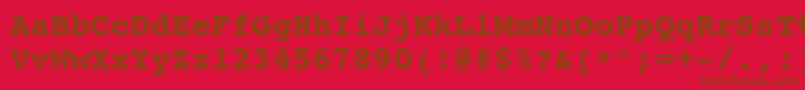 Fonte CourierBoldSwa – fontes marrons em um fundo vermelho