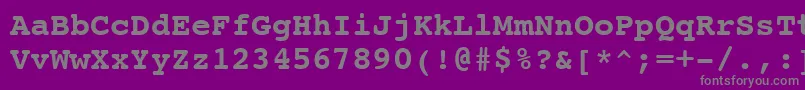 CourierBoldSwa-fontti – harmaat kirjasimet violetilla taustalla