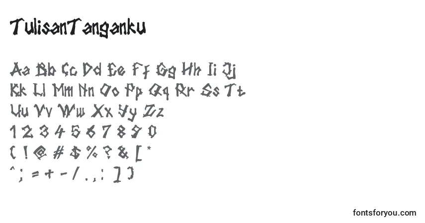 Schriftart TulisanTanganku – Alphabet, Zahlen, spezielle Symbole
