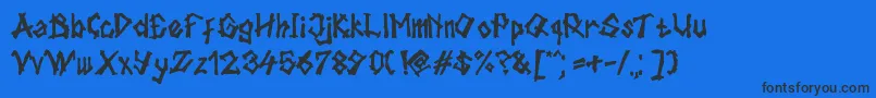 フォントTulisanTanganku – 黒い文字の青い背景