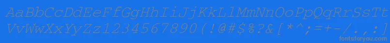 CourdlItalic-Schriftart – Graue Schriften auf blauem Hintergrund