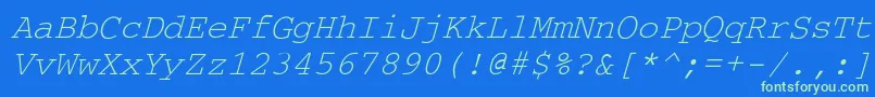 CourdlItalic-fontti – vihreät fontit sinisellä taustalla