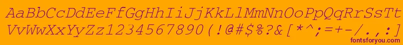 CourdlItalic Font – Purple Fonts on Orange Background