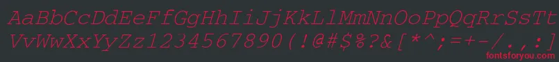 フォントCourdlItalic – 黒い背景に赤い文字