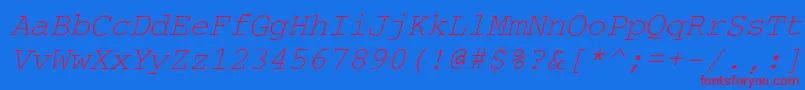 CourdlItalic Font – Red Fonts on Blue Background