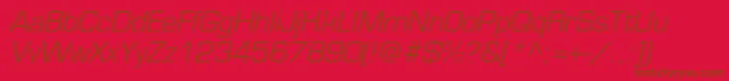 Weitere Informationen zur EurofontlightcItalic-Schriftart EurofontlightcItalic-Schriftart – Braune Schriften auf rotem Hintergrund