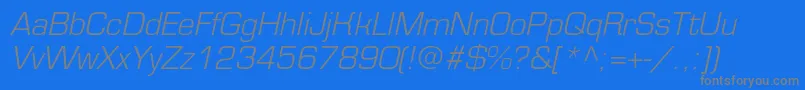 EurofontlightcItalic-Schriftart – Graue Schriften auf blauem Hintergrund