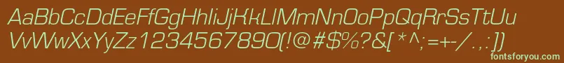 EurofontlightcItalic Font – Green Fonts on Brown Background