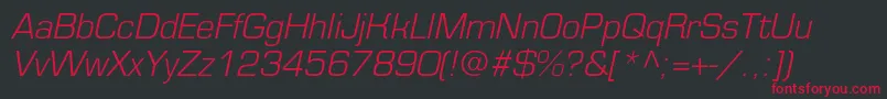 EurofontlightcItalic Font – Red Fonts on Black Background