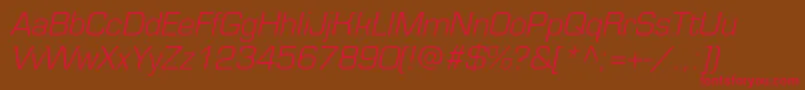 EurofontlightcItalic Font – Red Fonts on Brown Background