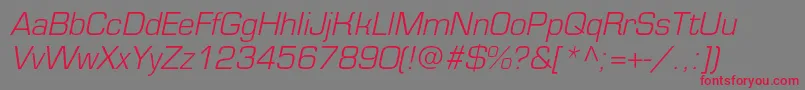 EurofontlightcItalic-Schriftart – Rote Schriften auf grauem Hintergrund