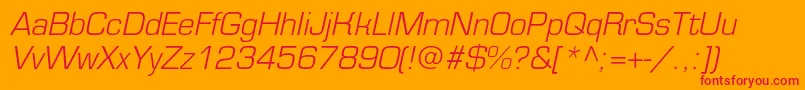 EurofontlightcItalic Font – Red Fonts on Orange Background