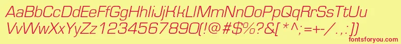 EurofontlightcItalic Font – Red Fonts on Yellow Background