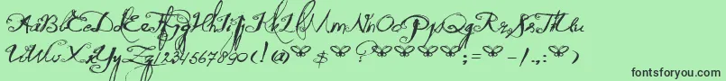 DkQuiltedButterfly Font – Black Fonts on Green Background