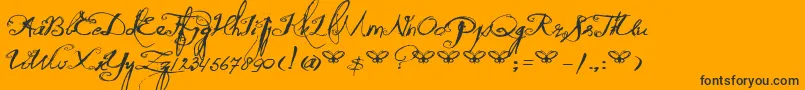 DkQuiltedButterfly-Schriftart – Schwarze Schriften auf orangefarbenem Hintergrund