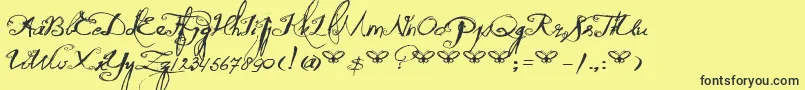 DkQuiltedButterfly Font – Black Fonts on Yellow Background