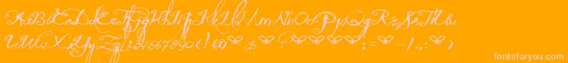 fuente DkQuiltedButterfly – Fuentes Rosadas Sobre Fondo Naranja