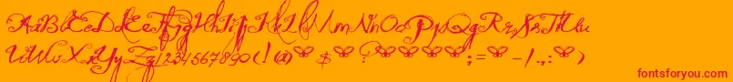 DkQuiltedButterfly Font – Red Fonts on Orange Background