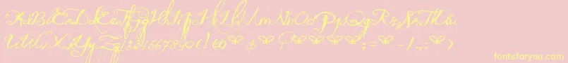 DkQuiltedButterfly-Schriftart – Gelbe Schriften auf rosa Hintergrund