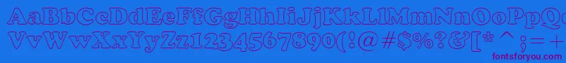 CooperBlackOutlineBt-Schriftart – Violette Schriften auf blauem Hintergrund