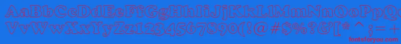 CooperBlackOutlineBt-Schriftart – Rote Schriften auf blauem Hintergrund