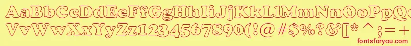 CooperBlackOutlineBt-Schriftart – Rote Schriften auf gelbem Hintergrund