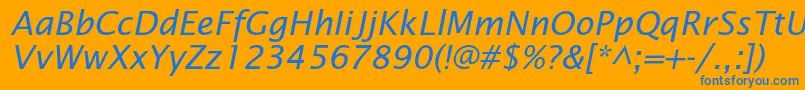 LucidasansstdItalic-Schriftart – Blaue Schriften auf orangefarbenem Hintergrund